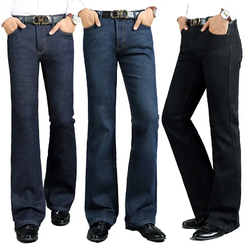 

Jeans Men Winter Men's Thick Horned Jeans Warm Thicken Plus Velvet Flare Pants Micro Horn Stretch Jeans 28-38 Color: Blue Black