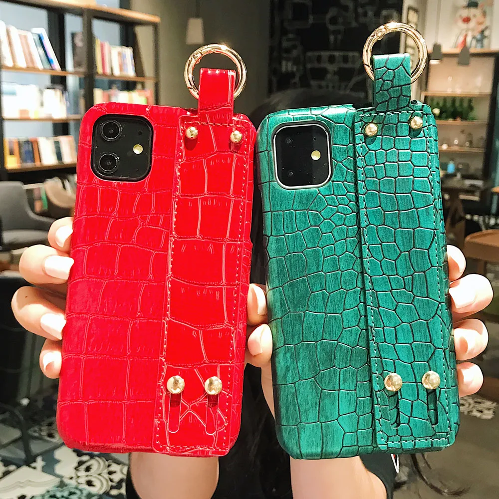 Роскошный чехол из крокодиловой змеиной кожи для iPhone 11 Pro Xs Max на запястье