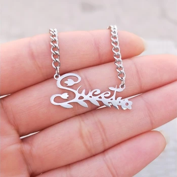 

10pcs Cuban Link Chain Choker Necklace Women Men Stainless Steel Jewelry Letter Sweet Necklace Branch Leaf Collares De Moda 2020