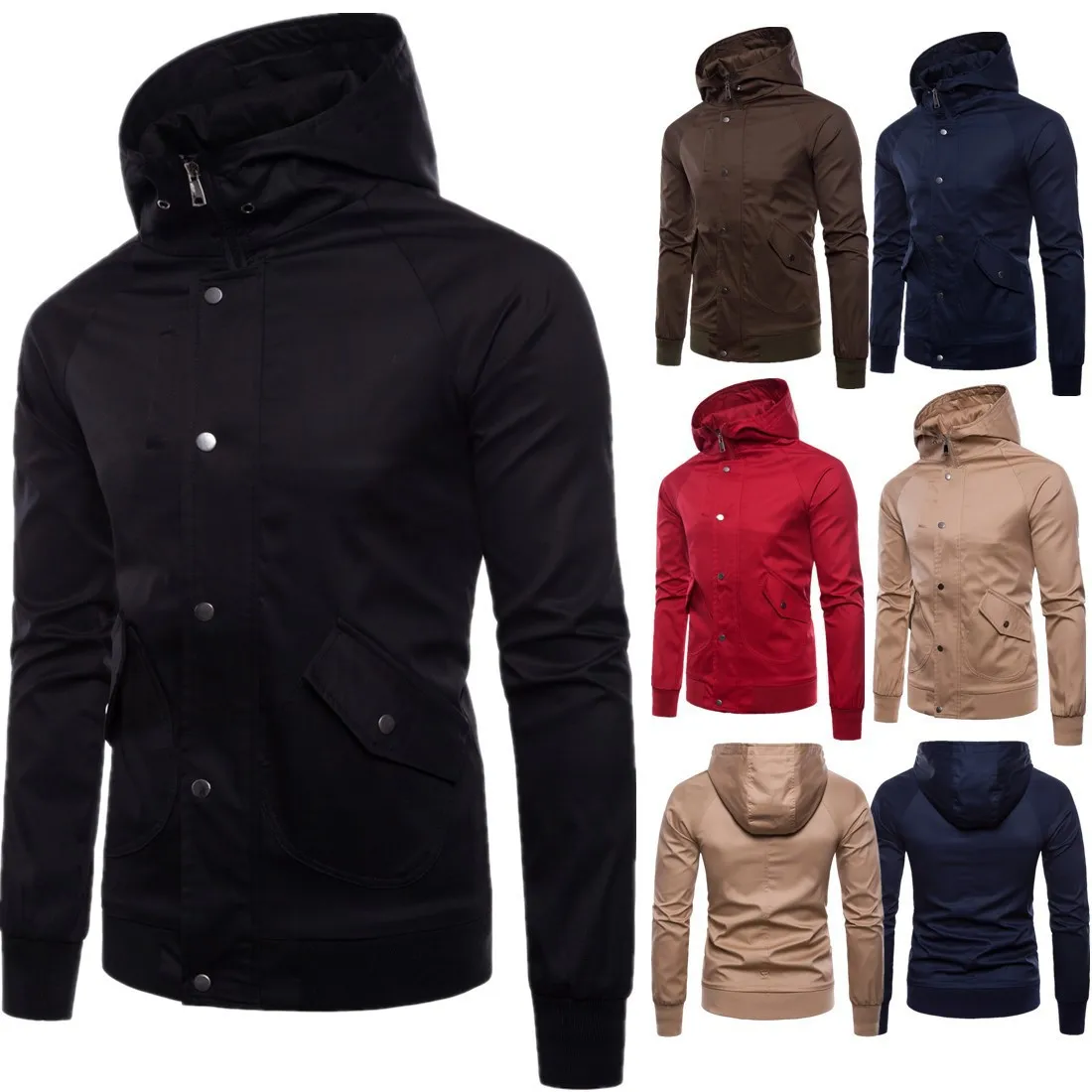 

Fashion Men Autumn New Style Solid Color Jacket Men's Korean-style Ouma Jacket Hooded Hot Selling Coat
