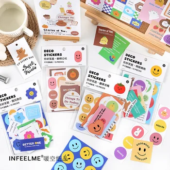 

15Pcs/lot Hello Smile Series Colorful Smiling Face Deco Stickers Scrapbooking Planner Bullet Journal Doodling Cute Stationery