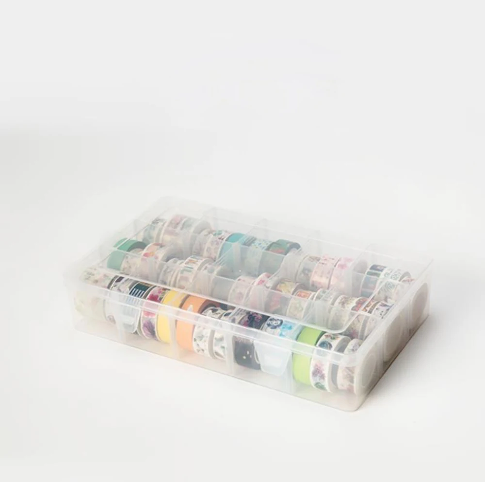 

Пластиковый многофункциональный ящик для хранения ленты, 15 ячеек, ящик для скрапбукинга «сделай сам», Обучающие офисные товары и канцелярские принадлежности