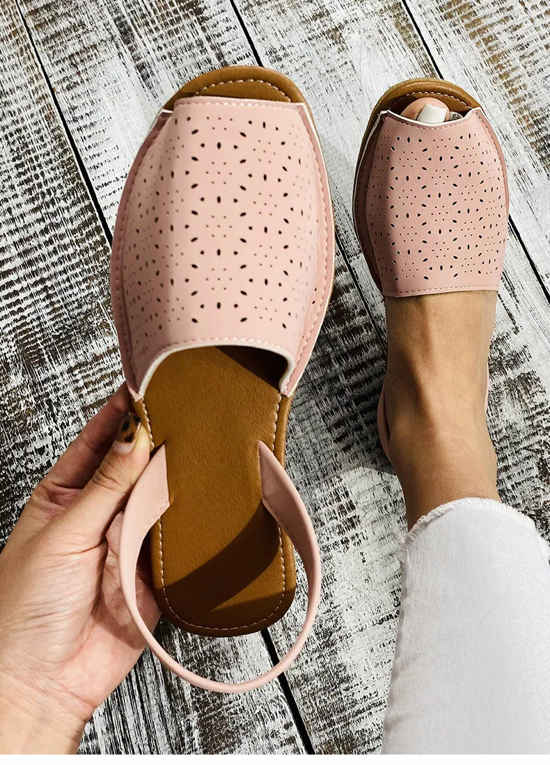 footwear for women on Women Sandals Plus Size Summer Shoes Women Flats Lightweight Summer Sandals Peep Toe Flat Shoes Female Footwear