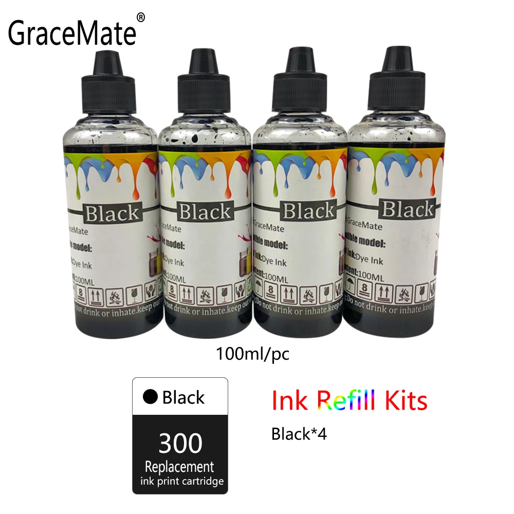 GraceMate принтера пополнения чернил Бутылка Замена для hp 300 D1660 D2560 D2660 D5560 F2420 F2480 F2492 F4210 F4224 F4272