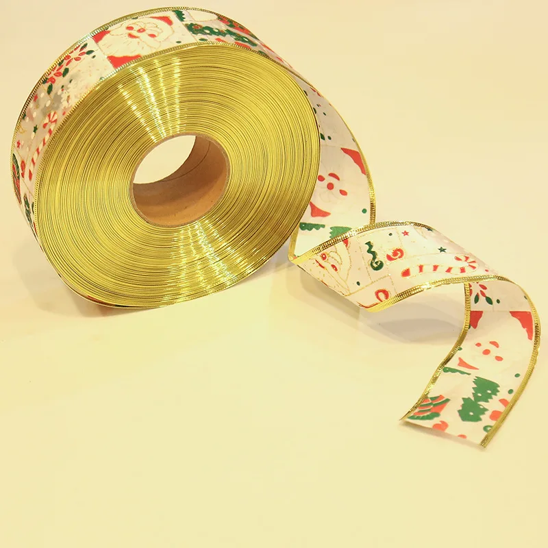 2 1 рулон Bling Санта Клаус печатных органзы ленты для DIY Рождество год украшения подарочная упаковка шитье ремесло фестиваль suppli - Цвет: 2