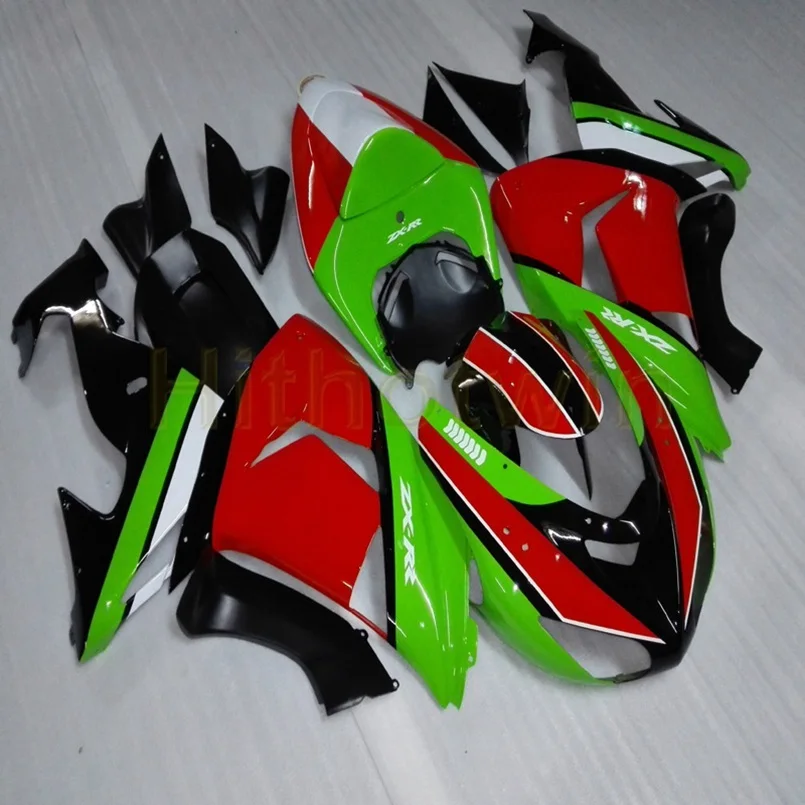 Капот мотоцикла на заказ для Kawasaki ZX-10R 2006-2007 моторные Обтекатели литья под давлением зеленый красный - Цвет: A
