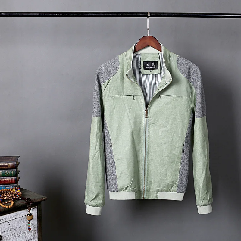 

Jk3028 Spring And Autumn New Style Men Thin Flax Jacket Men's Linen Fashion Casual Large Size Coat Men's