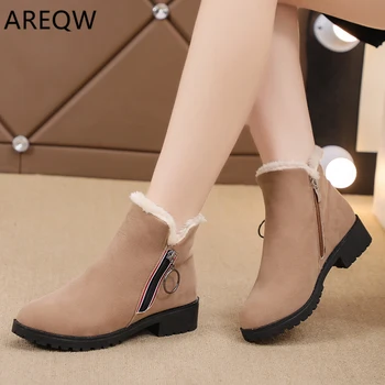 

2019 New Fashion Platform Winter Boots Women Shoes Black Martin Boots Suede Leather Slip-on Ankle Boot Buckle Botas Mujer