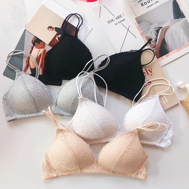 New Sexy Floral Lace Bra Thin Wire Free Bralette Comfortable Adjusted Underwear  Women Lace Bra Brassiere Girl Small Cup Lingerie - Price history & Review, AliExpress Seller - DM factory Store