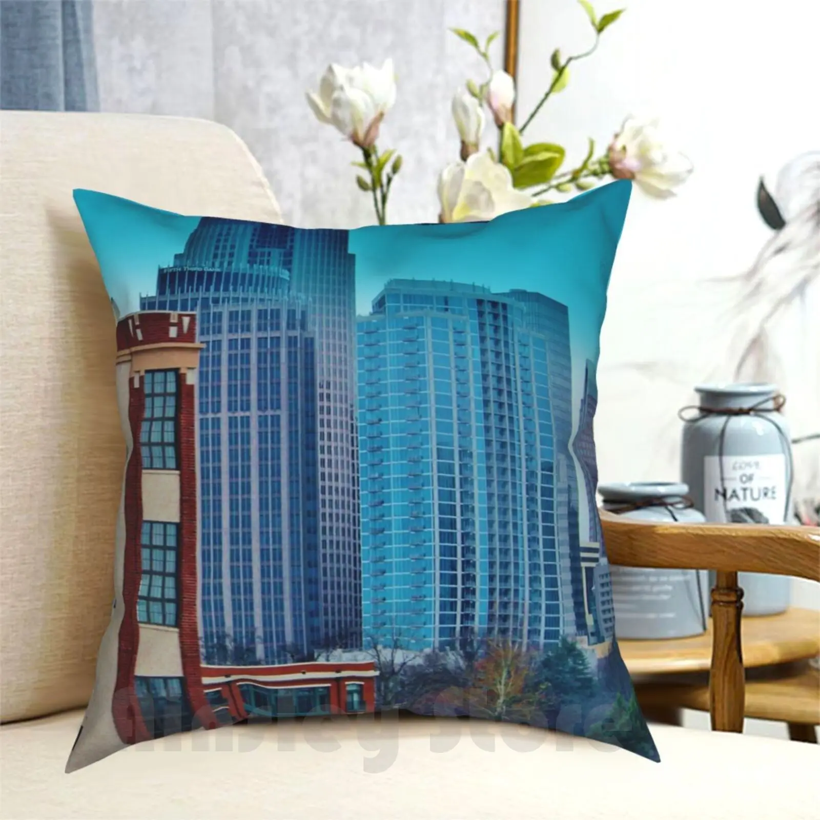 

Charlotte Buildings Pillow Case Printed Home Soft DIY Pillow cover Charlotte North Carolina Building Buildings Glass