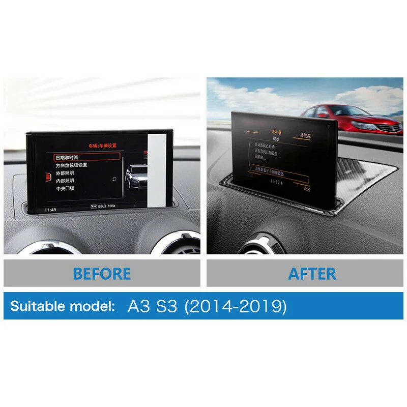 Для Audi A3 S3 14-19 интерьер из углеродного волокна консоль навигации экран крышка отделка