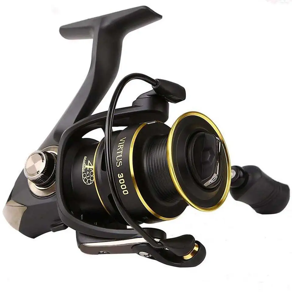 Carretel de Pesca Molinete de Fiação Carretéis com Alça 4 + 1 Original Virtus Rolamentos 5.1:1 Relação 2.5 Kg-7.5 kg Potência Japão Cnc 5.0:1 - 5 relação 2.5 kg-7.5 kg potência japão carretéis com alça cnc