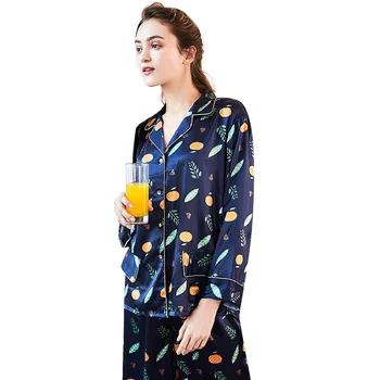 

Fiklyc New Silk Pajamas Ladies Spring Long-Sleeved Trousers Home Service Suit Long-Sleeved Trousers
