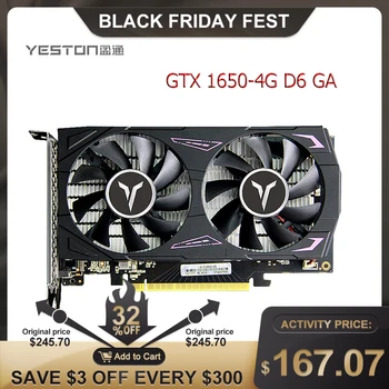 

Yeston GTX 1650-4G D6 GA Graphics Card Gaming 4GB/128bit/GDDR6 1410/1590MHz DP HDMI DVI-D Gaming Graphics Card For Video