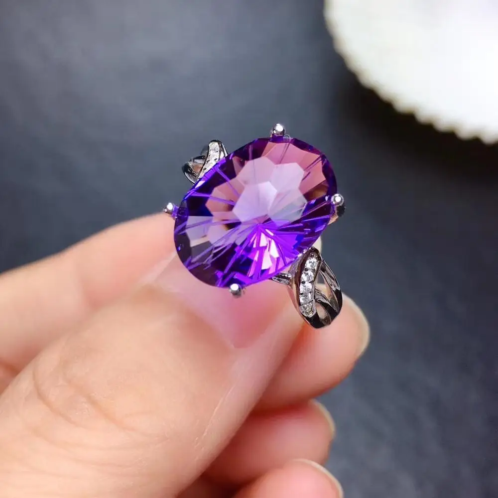 Обручение лучший подарок кольцо с аметистом Бесплатная shippinggemstone 925 пробы