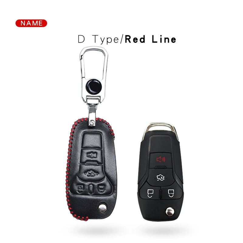 Red line 4 For ford Чехол для ключей автомобиля для Ford Fiesta Focus 3 MK3 Mondeo MK5 Escort MK4 Ecosport Edge Kuga 2 Mustang KA Ranger брелок аксессуары - Название цвета: Red line 4 For ford