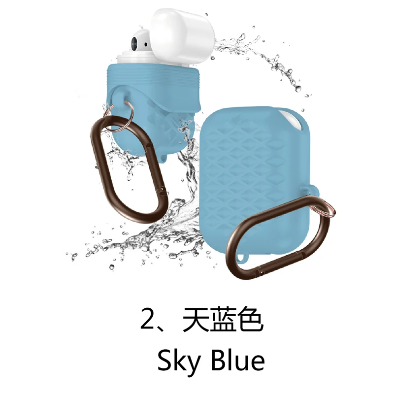 Силиконовый наушник чехол для Apple Airpods противоударный чехол для AirPods зарядный ящики для AirPods водонепроницаемый защитный чехол - Цвет: 2.Sky Blue