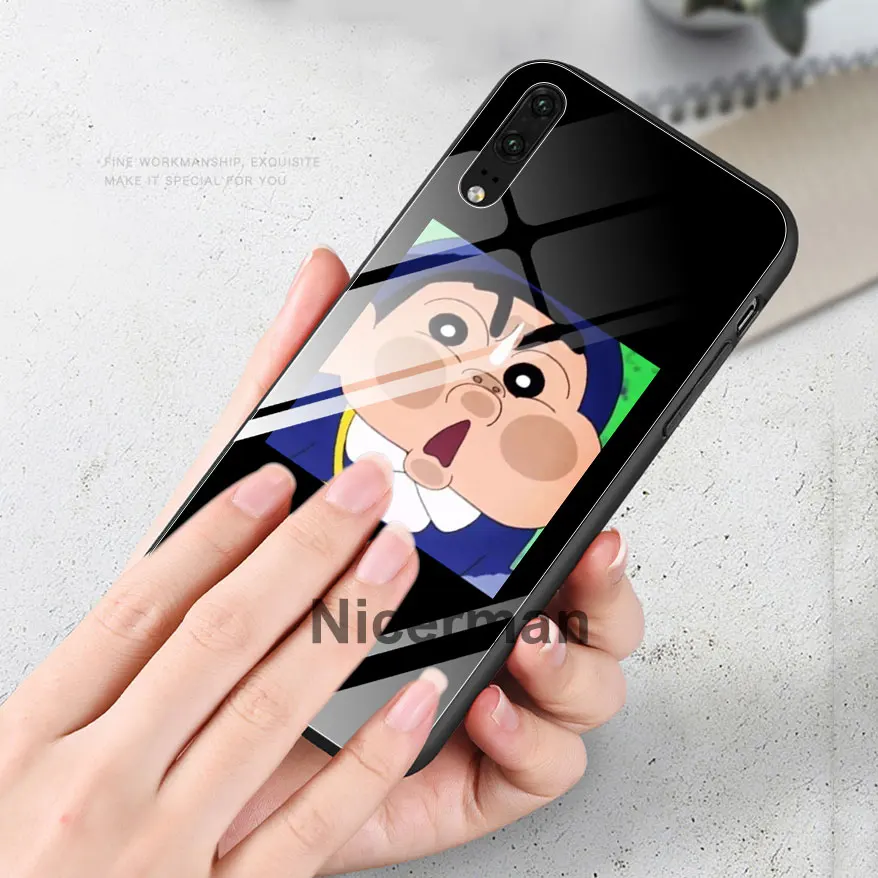 Забавные чехлы из закаленного стекла Crayon Shin-Chan для samsung Galaxy S10 S8 S9 Plus S10e Note 9 10 Plus A50 A30