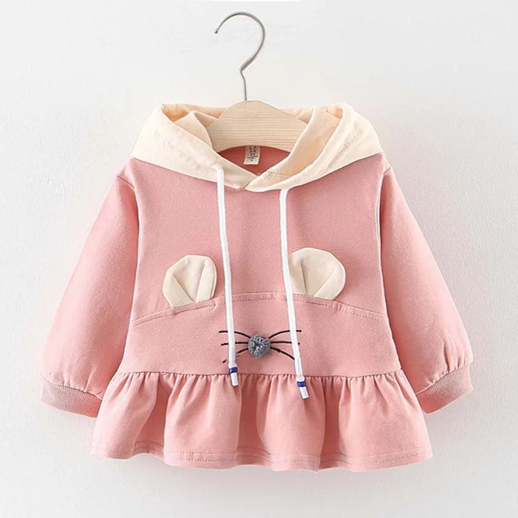 Платье для маленьких девочек vestido Infantil Menina فساتين اطفال модная зимняя одежда с рюшами на оборках с капюшоном и изображением персонажа из мультика Повседневное платья мини платье Z4