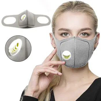 

Adult Unisex Reusable Face Shield Cover Dustproof Washable Protective Polyurethane Mouth Mask with Air Purifyin Breathing Valve