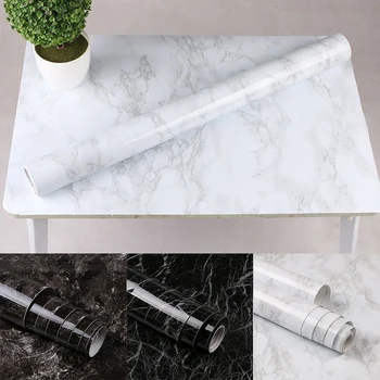 

Glossy Black White Self Adhesive Marble Sticky Back Plastic Vinyl Film Kitchen