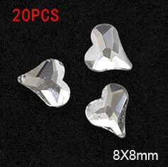 JZ07-13 20 шт./пакет класса люкс ногтей стразами Стразы в форме сердца-shape форме, благодаря чему создается ощущение невесомости с плоским; гвоздевой метод крепления ювелирных изделий Камень Стразы DIY с креплением на кератиновых пластинах 3D Стразы аксессуар - Цвет: JZ07-13