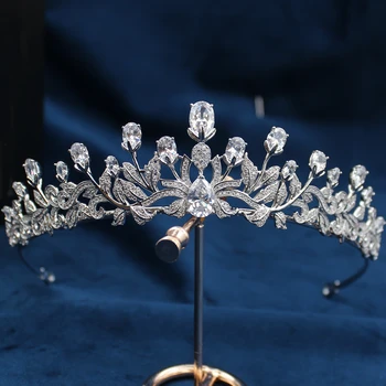 

Parmalambe Queen Crown Wedding Hair Jewelry Silver Tiara Korean Zircon Bridal Headband Higt Quality Crown Wedding Hair Accessory