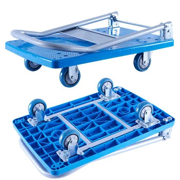 

Cart Cargo Truck Flatbed Trolley Pull Cargo Trailer Folding Cart Portable Household Light Four Wheel