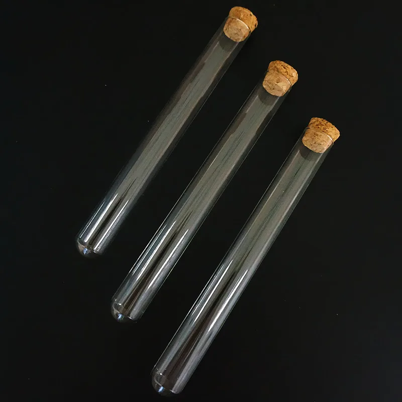 Lab Glass Supplies 12pcs/lot U-shape Clear Glass test tubes with cork stopper Length 75/100/150/180mm for Labs/schools