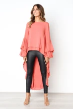 ^^Best Offers Women Lantern Sleeve Front Short Back Long Top High Neck Loose Long Sleeve Asymmetrical Hem Tunic Lady Casual Fishtail Shirt D30 ^^Best Offers Women Lantern Sleeve Front Short Back Long Top High Neck Loose Long Sleeve Asymmetrical Hem Tunic Lady Casual Fishtail Shirt D30