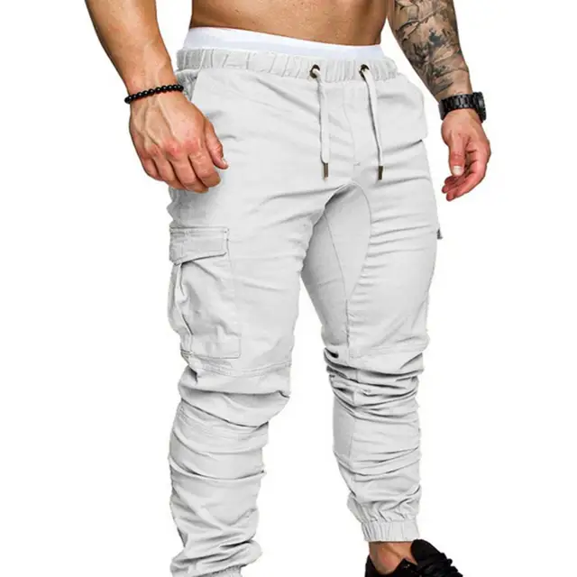Sweatpants  Streetwear Trousers Men's Pants Waist Drawstring Ankle Tied Skinny Cargo Pants Men Casual Solid Color Pants 2