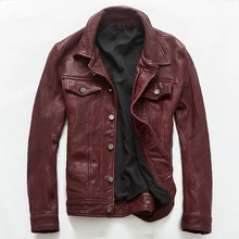 Новинка, мужские Классические Куртки из натуральной кожи, однобортные мужские демисезонные винтажные толстые куртки из овчины