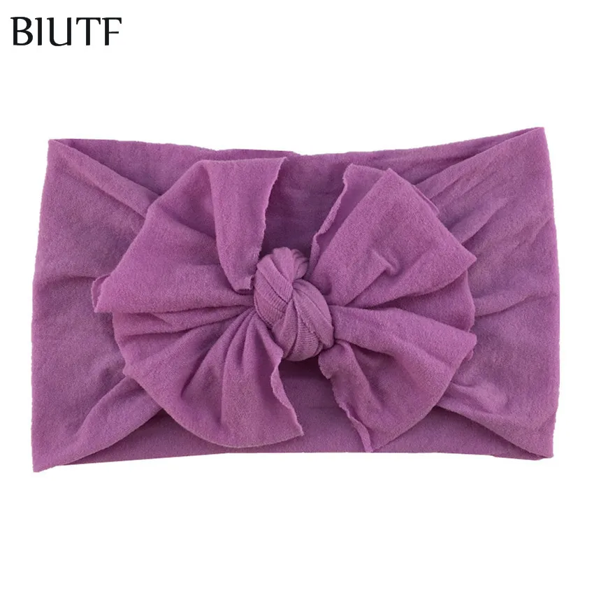17-lavender 20 шт./лот, детская шикарная повязка на голову, Широкая мягкая эластичная нейлоновая повязка на голову с бантом, реквизит для фотосессии HB108 - Цвет: 17-lavender