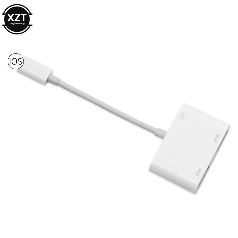 OTG двойной USB адаптер для iPhone 8 X iOS 13 USB камера U флэш-накопитель конвертер для lightning USB кабель наушники