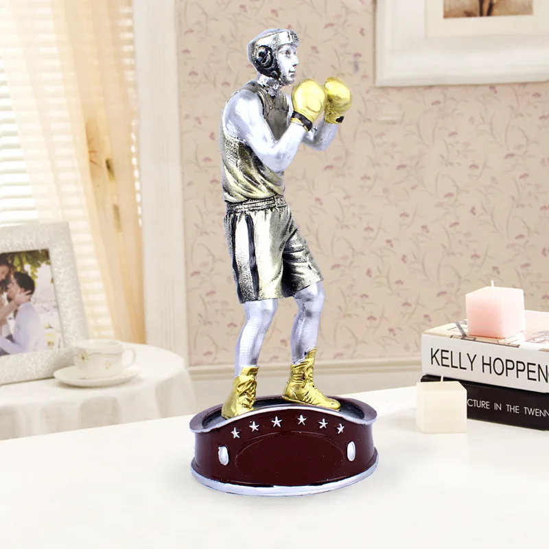 

High Grade Statue Resin Crafts Sports Series sliver Boxing boy Trophy Creative Ornament Home Decoration Figurines Accessories