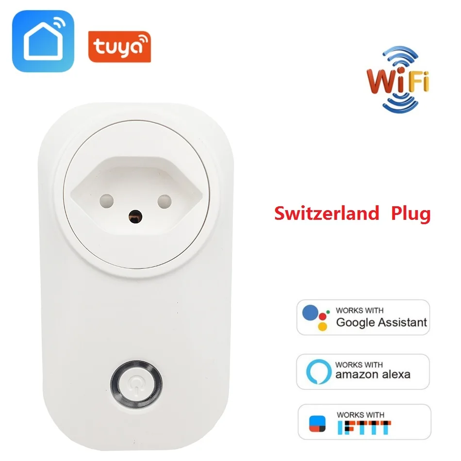Switzerland Plug wifi умная розетка Беспроводная розетка CH Tuya Smart Life power Monitor для Alexa Google Home IFTTT