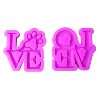 

Crystal Epoxy Resin Mold Shiny Heart with Bear Paw Shape Keychain Silicone Mould