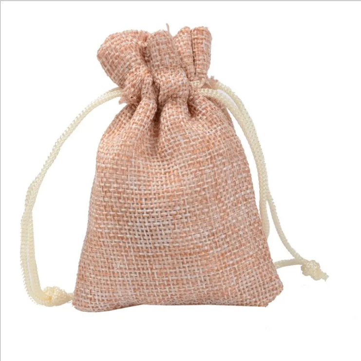 Snow bud color Джутовые мешки со шнурком ручной работы для Hessian, подарок на свадьбу, украшения для мыла, рождественские кофейные пучки, мешковины, упаковка, 100 шт - Цвет: Snow bud color