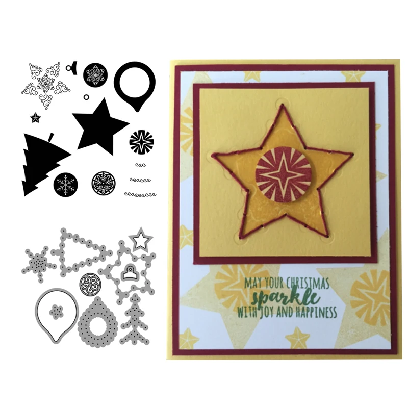 Металлические Вырубные штампы и резиновые штампы Merry Christmas Star Tree Скрапбукинг Ремесло трафарет для изготовления карт альбом лист Вырубка