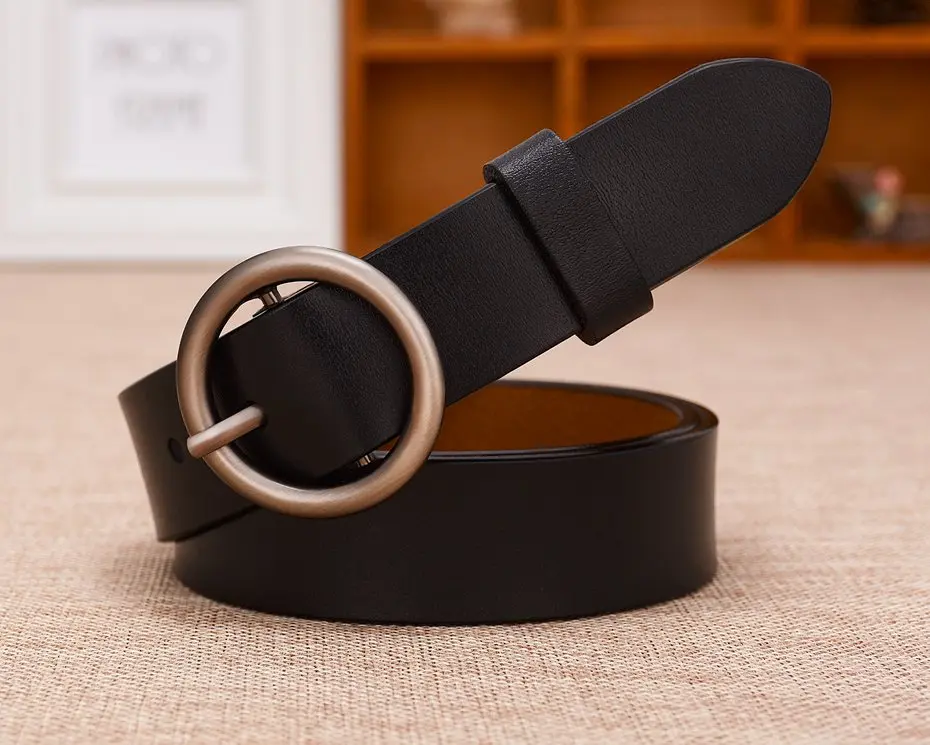 Fashion Round Ring buckle belt woman Genuine leather belts for women Quality cow skin strap female girdle for jeans width 2.8 cm