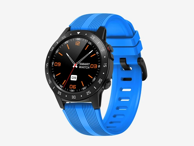LEMFO M5S спортивные мужские умные часы с поддержкой 2G sim-карты 1,3 дюймов полный круглый Сенсорный экран для сердечного ритма IP67 Водонепроницаемый Компас погода - Цвет: Blue
