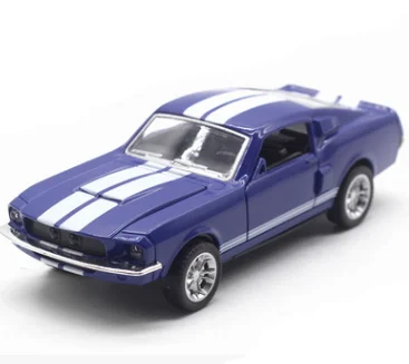 1:36 Ford Mustang GT 1967 GT500 Игрушечная модель автомобиля из сплава, дисплей, детская игрушка в подарок - Цвет: Синий