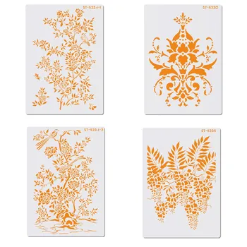 

4 Pcs/Set Beautiful Flower Cake Stencils Cake Decoration Fondant Tools Flowers Stencils Cake Tool