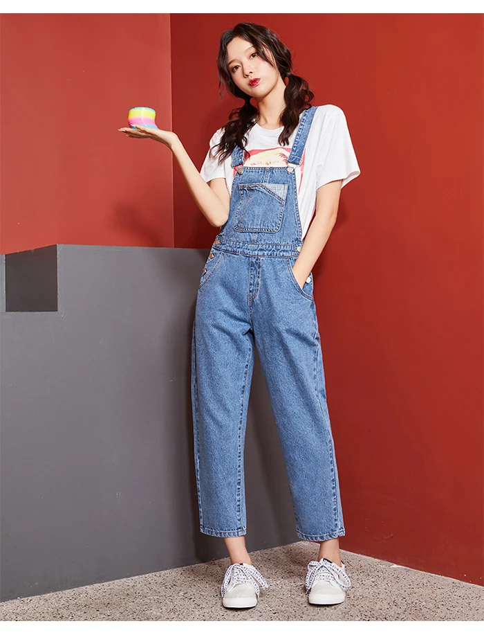 Женские стильные джинсы на лямках LEIJIJEANS, светло-голубые прямые джинсы до щиколотки, повседневная молодежная модель 9118 большого размера на осень