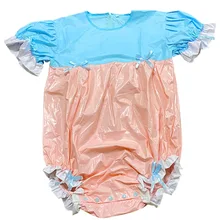 Yolien Pelele de PVC de Sissy ABDL, mono de pijama con broche en la entrepierna