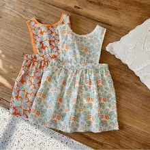 В Корейском стиле для девочек, платье с принтом модный весенний жилет для девочки, платья От 1 до 7 лет HJ703