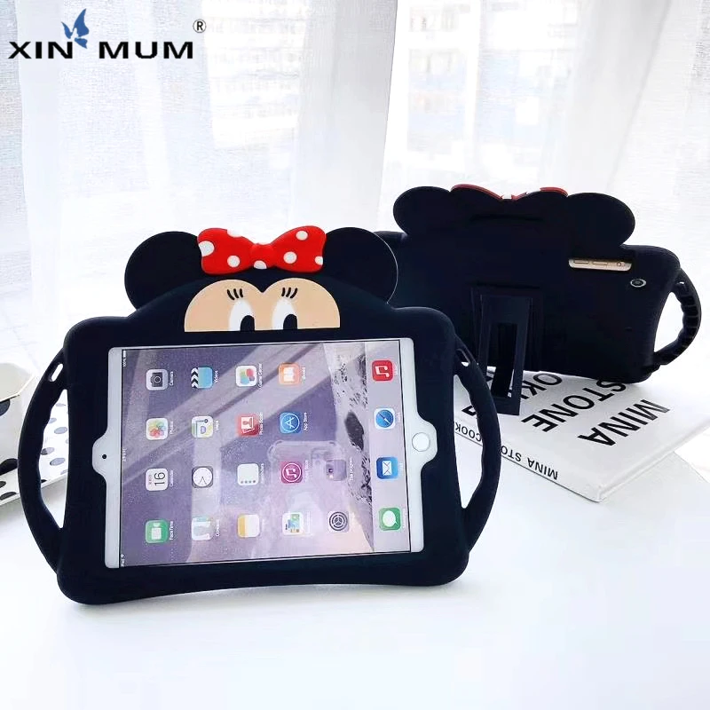 

Kids Handle Silicone Case For iPad 7th Generation 10.2 2019 Cartoon Minnie Shockproof Tablet Cover for IPad 10.2 inch Strap