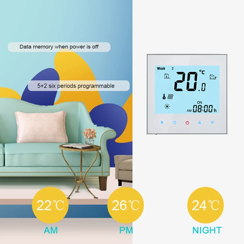 Thermostat WiFi Heating System Central Air Conditioning Thermostat 4 Tube 3 Wind Speed with WIFI Voice Function