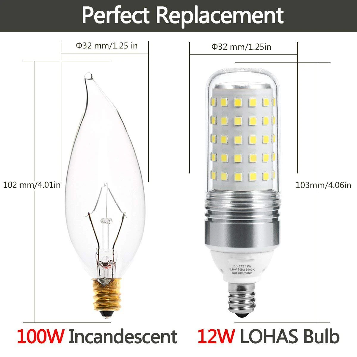 E14 LED Corn Bulbs 12W 100W Incandescent Bulbs Equivalent 6000K Daylight White