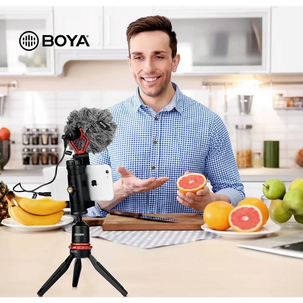 BOYA BY-MM1 комплект кардиоидный микрофон для смартфона DJI Osmo Nikon Canon DSLR Youtube Vlogging запись 3,5 мм аудио кабель